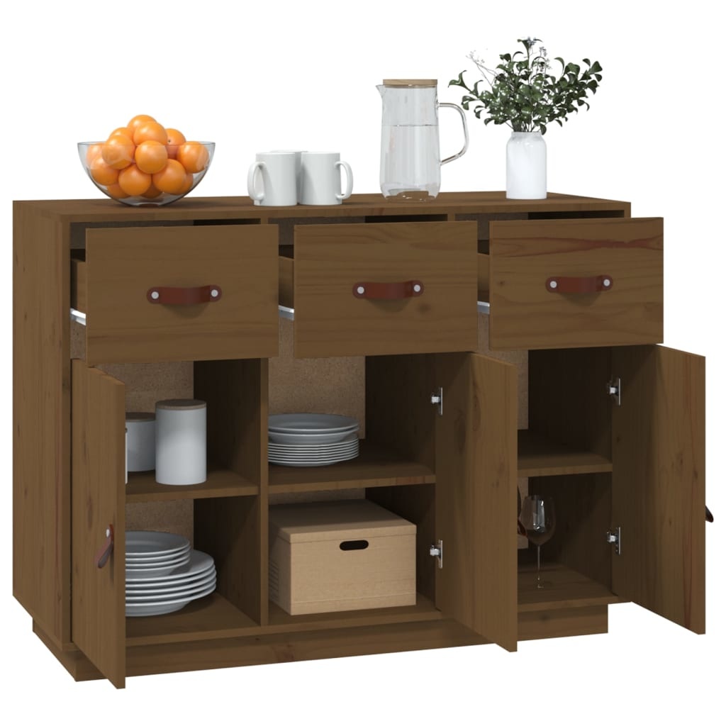 VidaXL Dressoir 100x40x75 cm massief grenenhout honingbruin