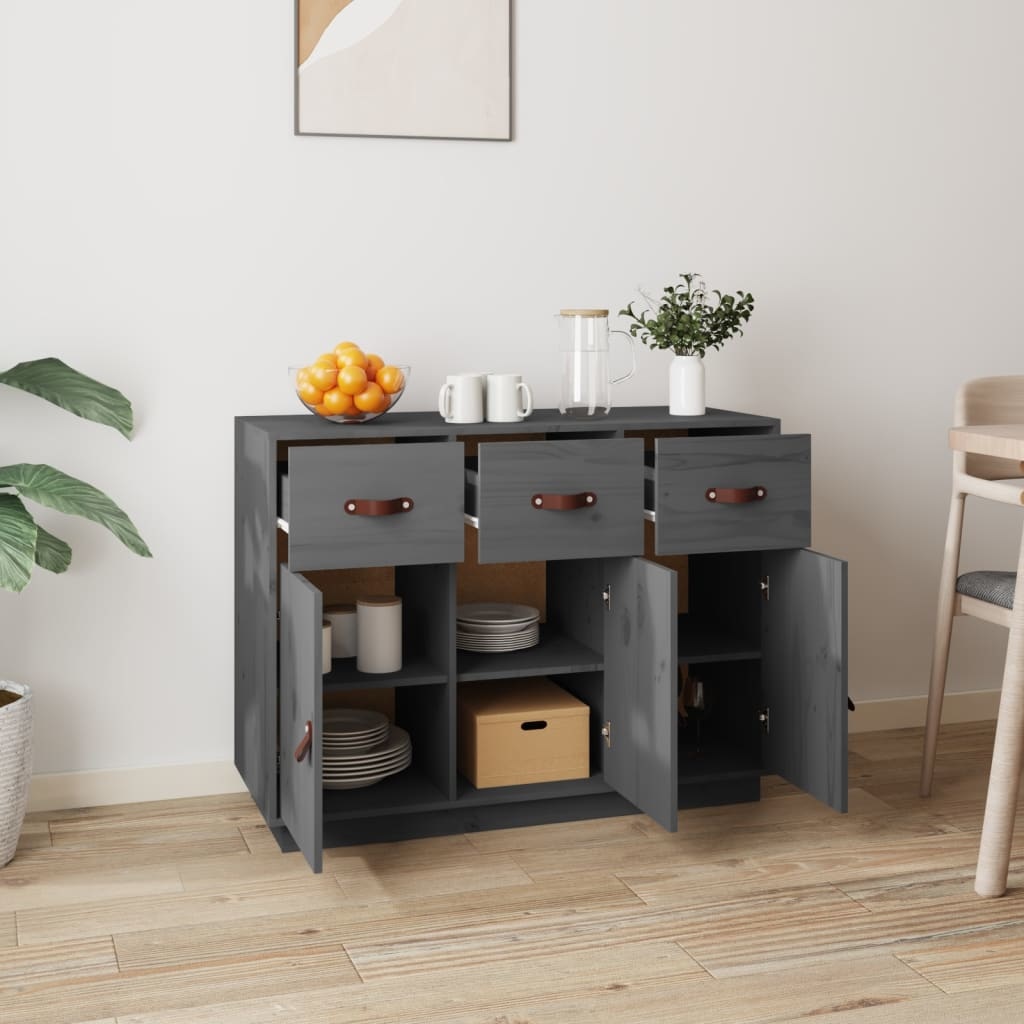 VidaXL Dressoir 100x40x75 cm massief grenenhout grijs
