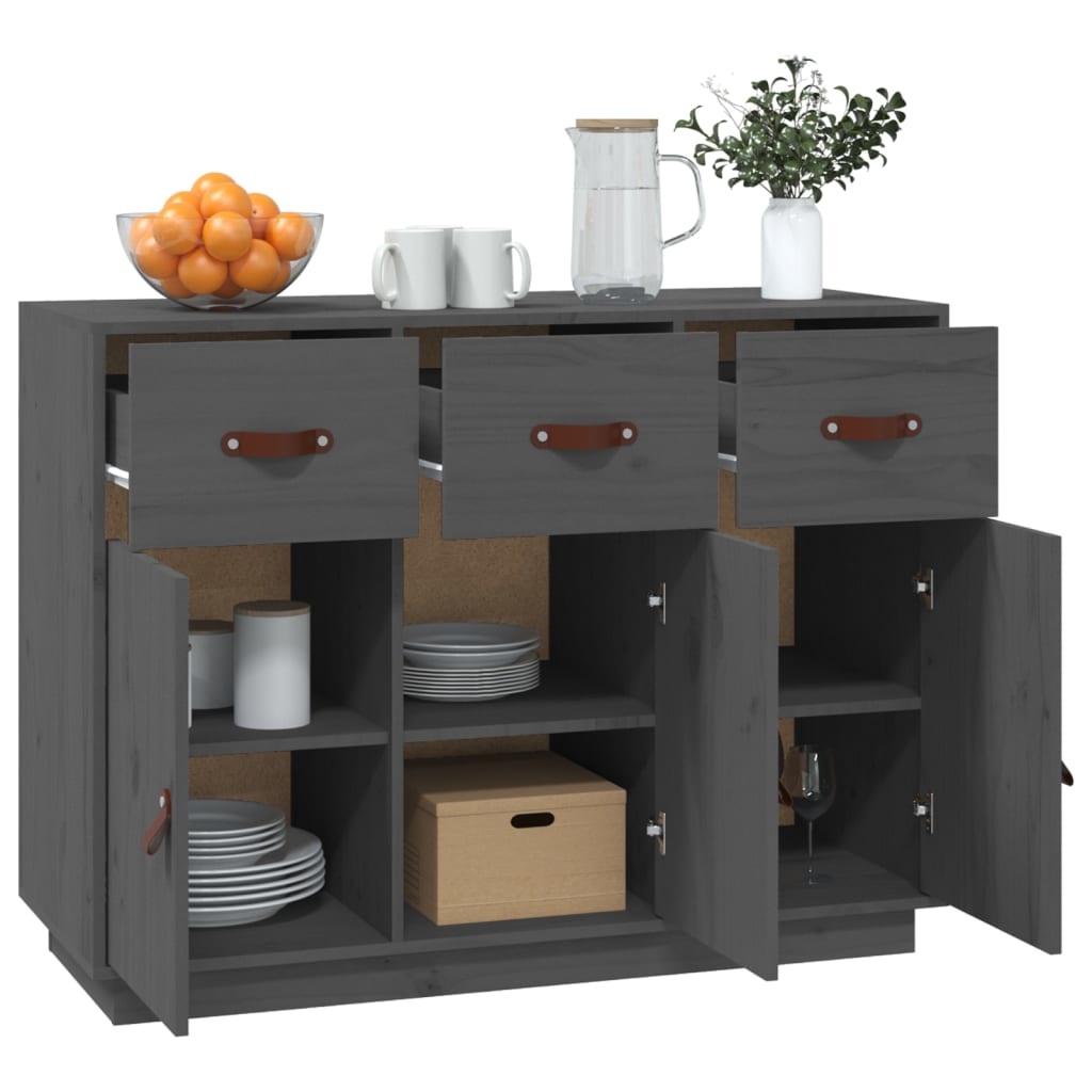 VidaXL Dressoir 100x40x75 cm massief grenenhout grijs