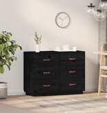 VidaXL Dressoir 100x40x75 cm massief grenenhout zwart