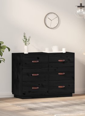 VidaXL Dressoir 100x40x75 cm massief grenenhout zwart