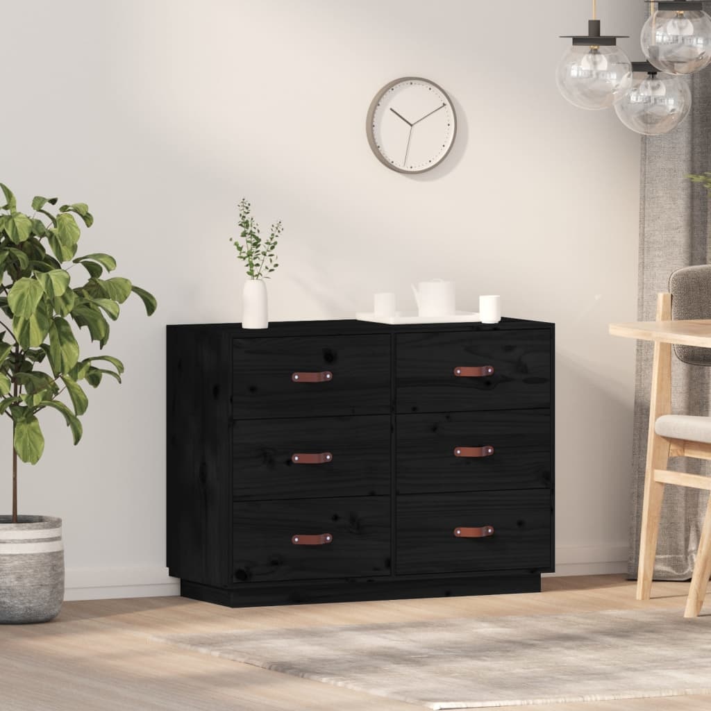 VidaXL Dressoir 100x40x75 cm massief grenenhout zwart