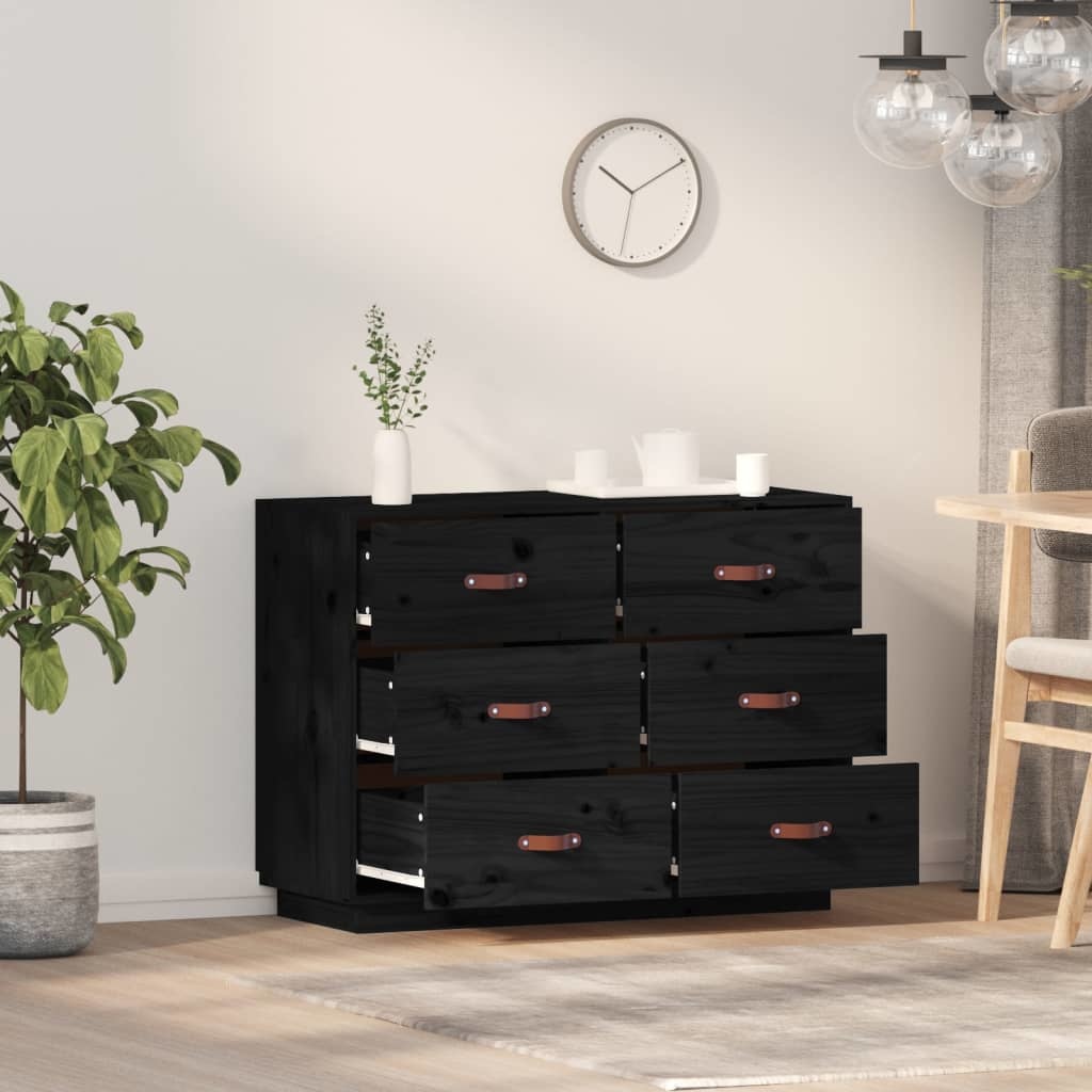 VidaXL Dressoir 100x40x75 cm massief grenenhout zwart