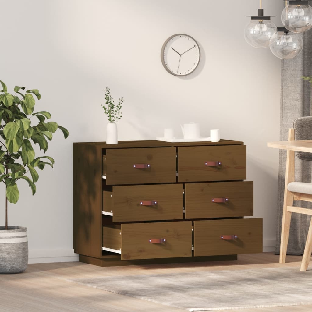 VidaXL Dressoir 100x40x75 cm massief grenenhout honingbruin