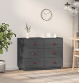 VidaXL Dressoir 100x40x75 cm massief grenenhout grijs