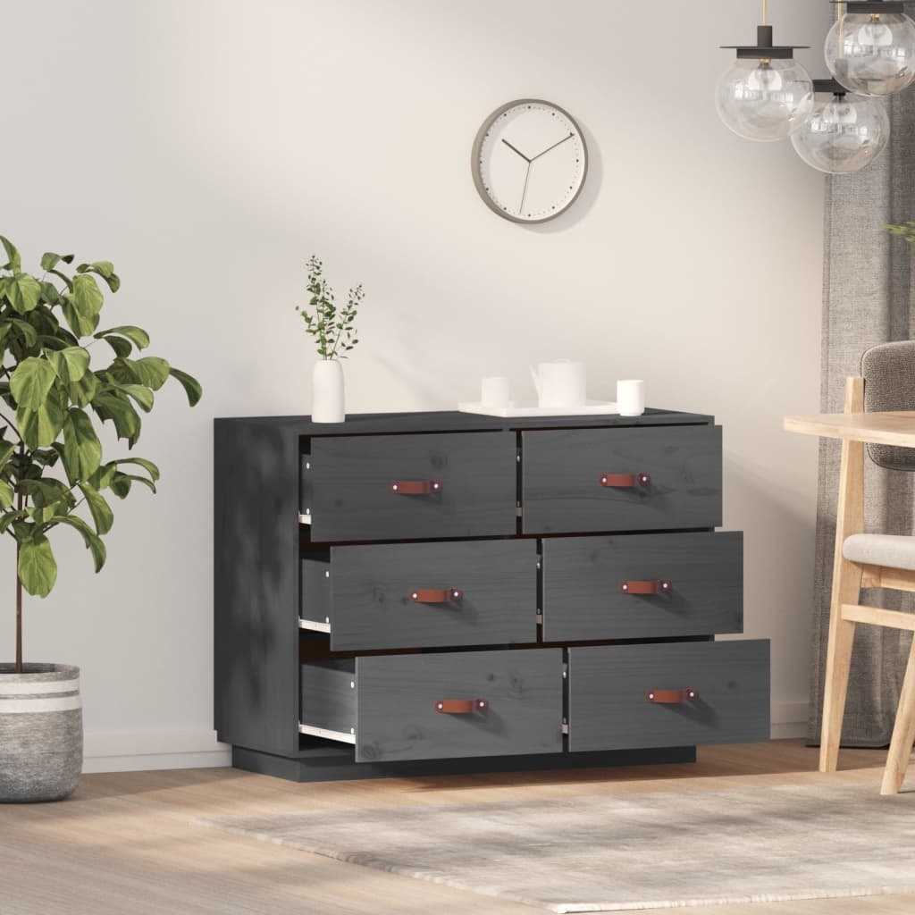 VidaXL Dressoir 100x40x75 cm massief grenenhout grijs