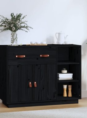 VidaXL Dressoir 98,5x40x75 cm massief grenenhout zwart