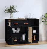 VidaXL Dressoir 98,5x40x75 cm massief grenenhout zwart