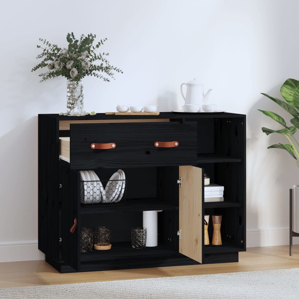 VidaXL Dressoir 98,5x40x75 cm massief grenenhout zwart