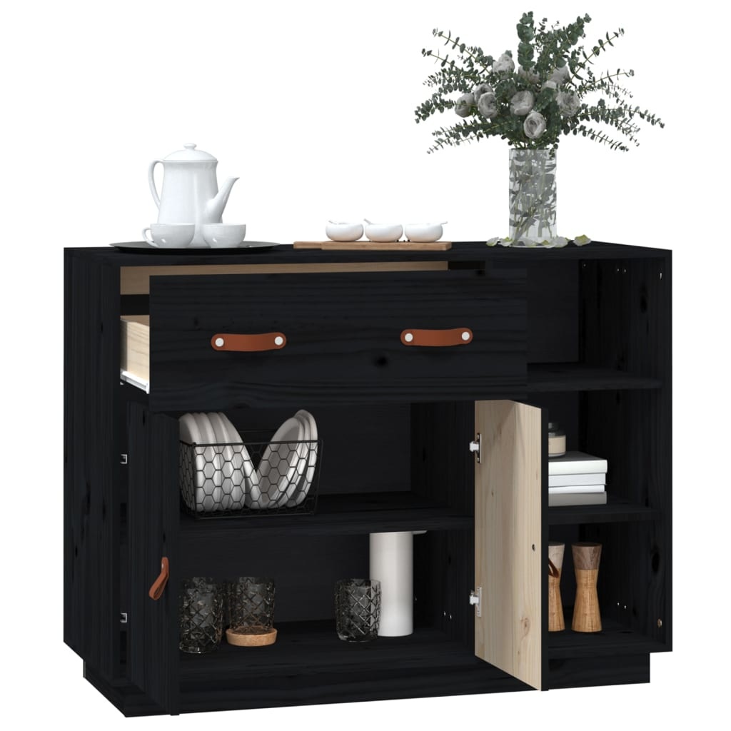 VidaXL Dressoir 98,5x40x75 cm massief grenenhout zwart