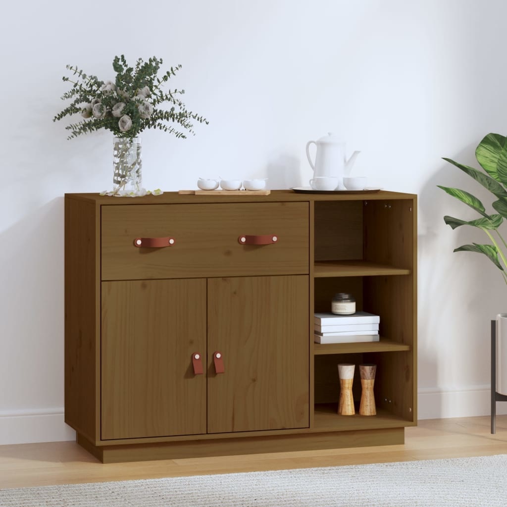 VidaXL Dressoir 98,5x40x75 cm massief grenenhout honingbruin