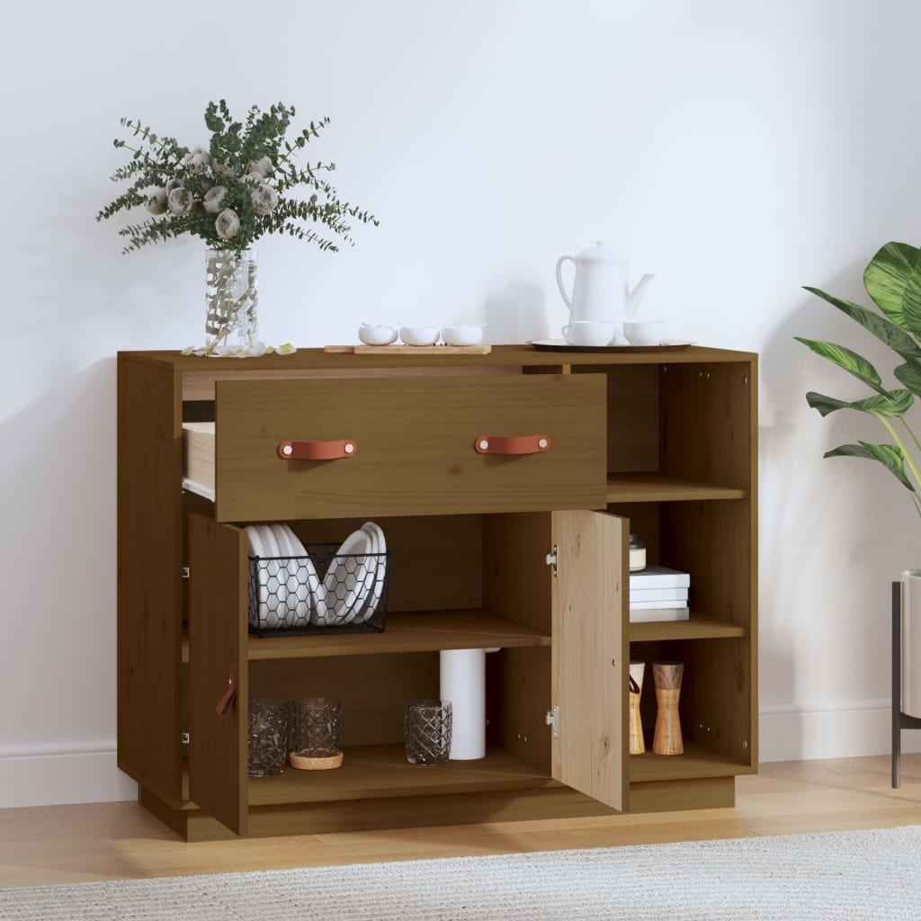 VidaXL Dressoir 98,5x40x75 cm massief grenenhout honingbruin