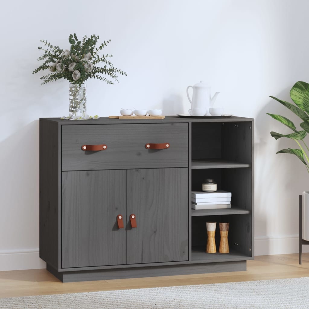 VidaXL Dressoir 98,5x40x75 cm massief grenenhout grijs