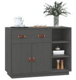 vidaXL Dressoir 98,5x40x75 cm massief grenenhout grijs