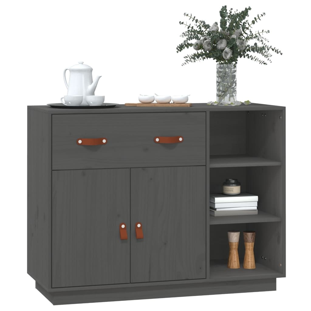 vidaXL Dressoir 98,5x40x75 cm massief grenenhout grijs