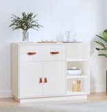 VidaXL Dressoir 98,5x40x75 cm massief grenenhout wit