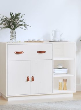 VidaXL Dressoir 98,5x40x75 cm massief grenenhout wit