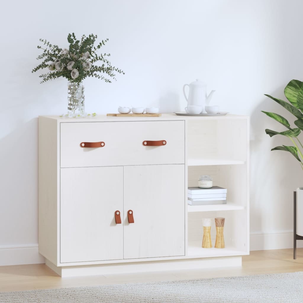 VidaXL Dressoir 98,5x40x75 cm massief grenenhout wit