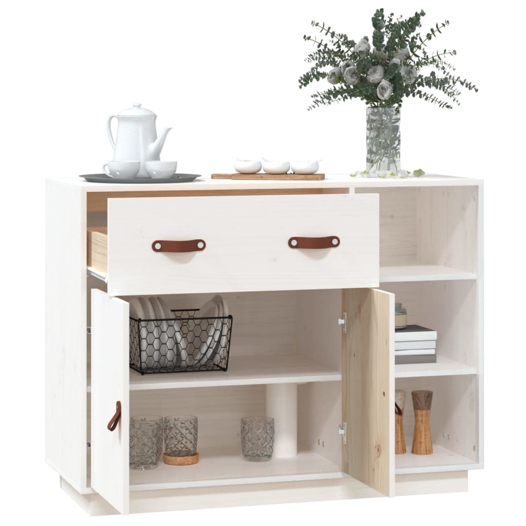 VidaXL Dressoir 98,5x40x75 cm massief grenenhout wit