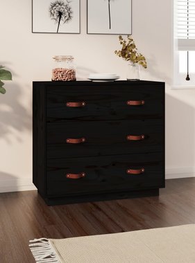 VidaXL Dressoir 80x40x75 cm massief grenenhout zwart