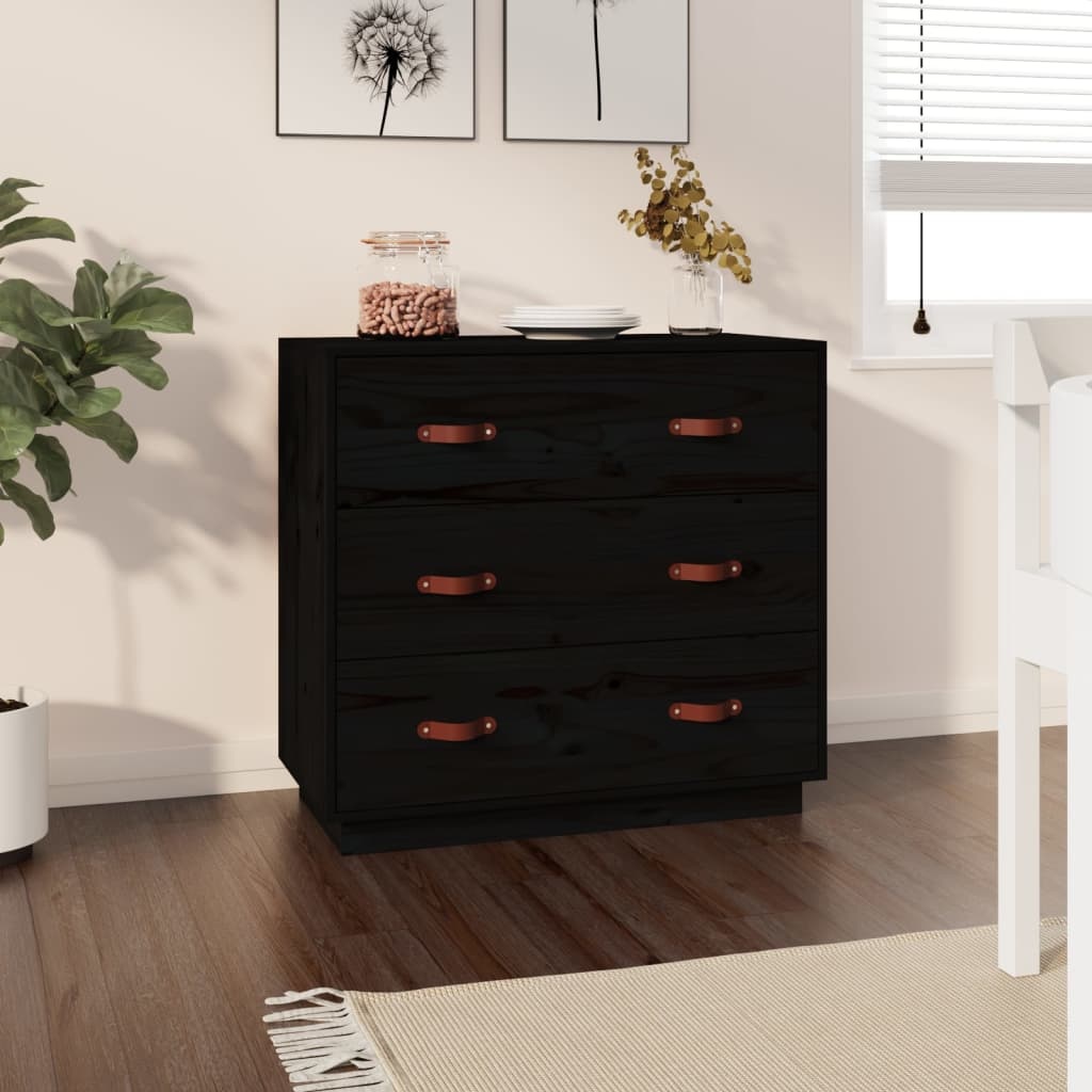 VidaXL Dressoir 80x40x75 cm massief grenenhout zwart