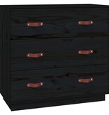 VidaXL Dressoir 80x40x75 cm massief grenenhout zwart