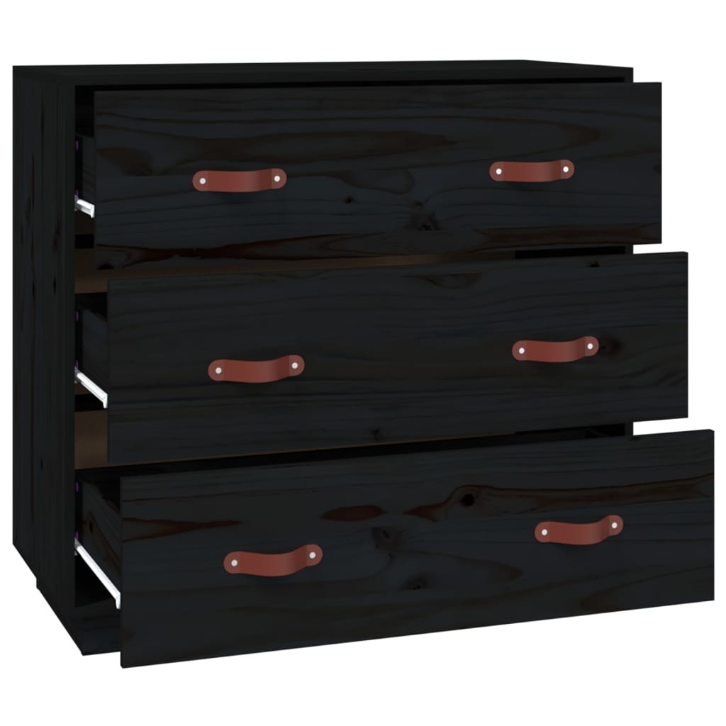 VidaXL Dressoir 80x40x75 cm massief grenenhout zwart