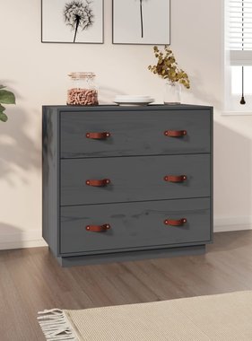 VidaXL Dressoir 80x40x75 cm massief grenenhout grijs