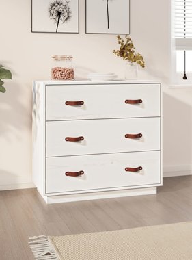VidaXL Dressoir 80x40x75 cm massief grenenhout wit