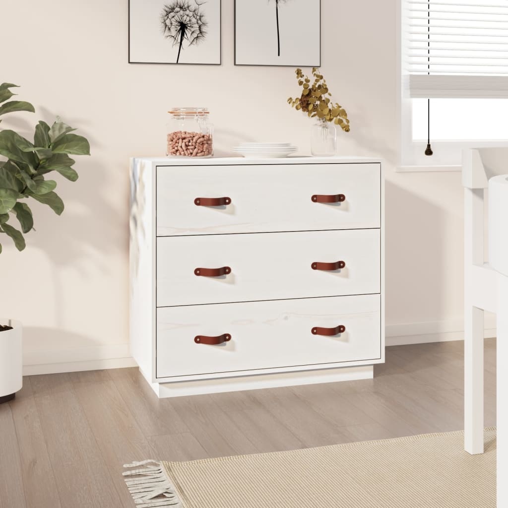 VidaXL Dressoir 80x40x75 cm massief grenenhout wit