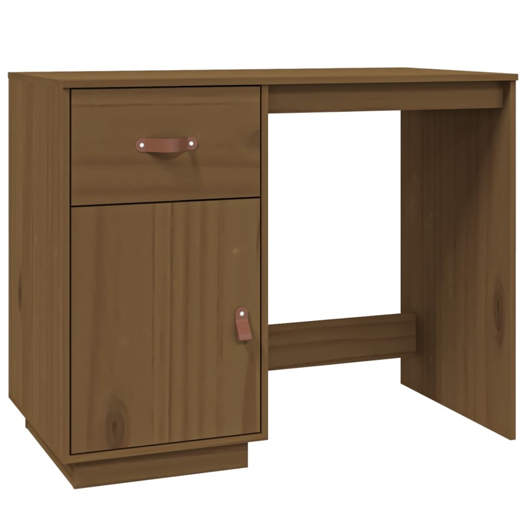 VidaXL Bureau 95x50x75 cm massief grenenhout honingbruin