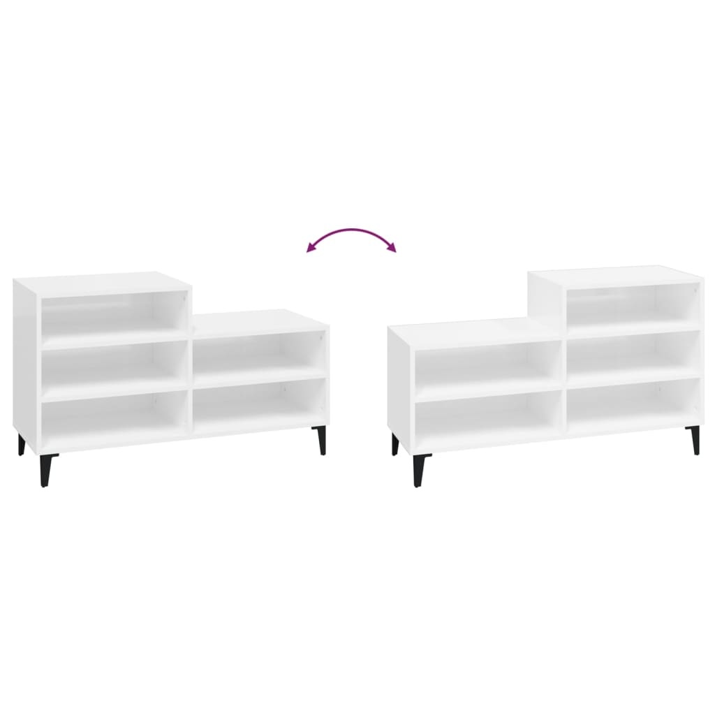 VidaXL Schoenenkast 102x36x60 cm bewerkt hout hoogglans wit
