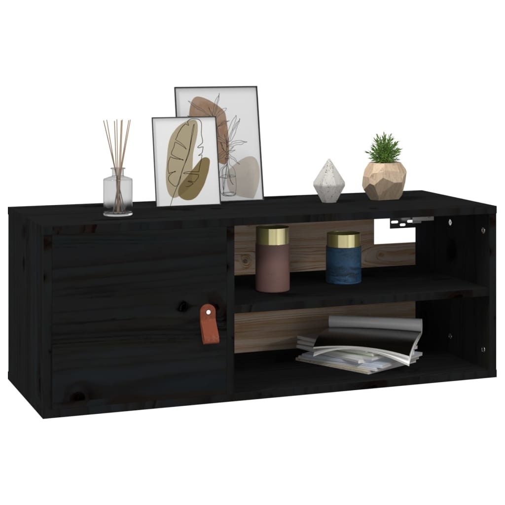 VidaXL Wandkasten 2 st 80x30x30 cm massief grenenhout zwart