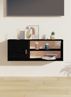 VidaXL Wandkast 80x30x30 cm massief grenenhout zwart