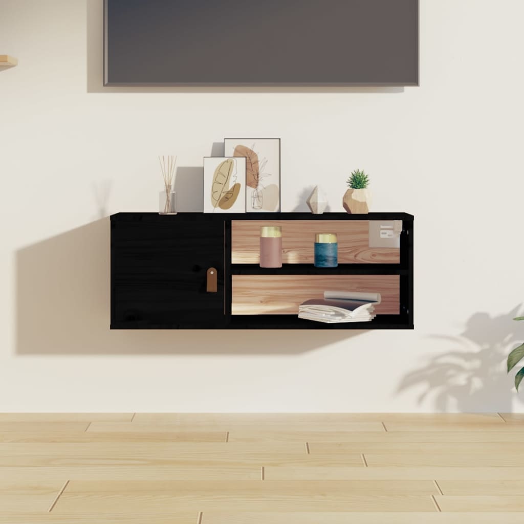 VidaXL Wandkast 80x30x30 cm massief grenenhout zwart