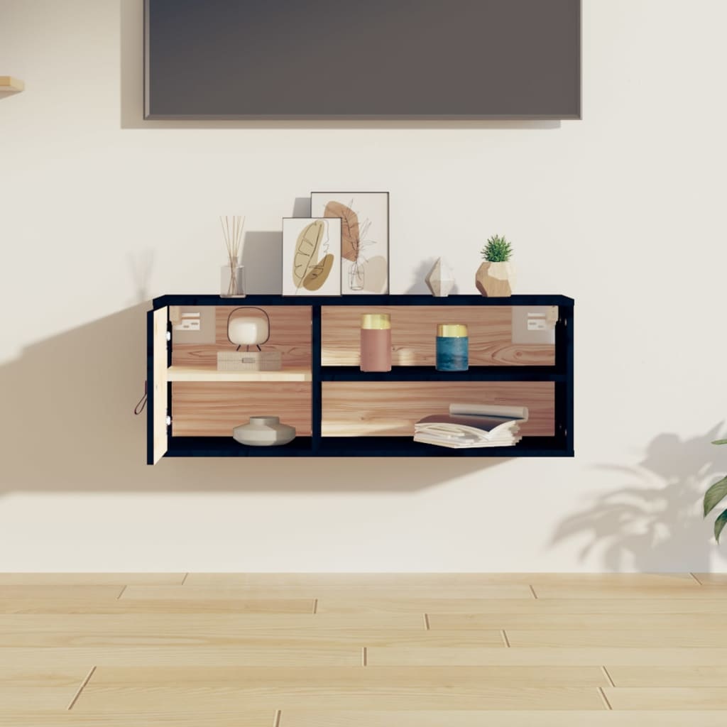 VidaXL Wandkast 80x30x30 cm massief grenenhout zwart