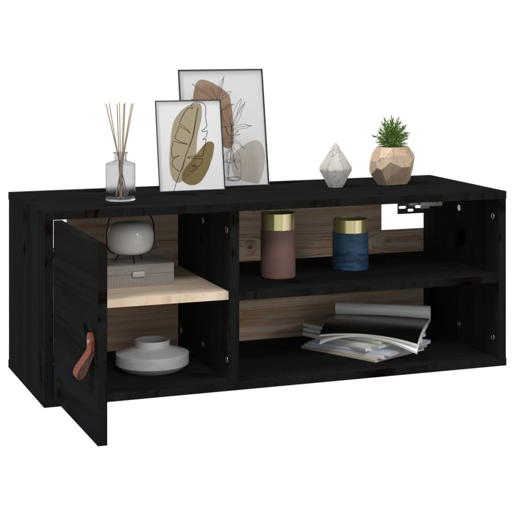 VidaXL Wandkast 80x30x30 cm massief grenenhout zwart