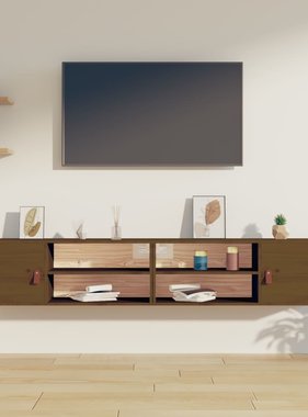 VidaXL Wandkasten 2 st 80x30x30 cm massief grenenhout honingbruin