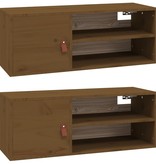 VidaXL Wandkasten 2 st 80x30x30 cm massief grenenhout honingbruin