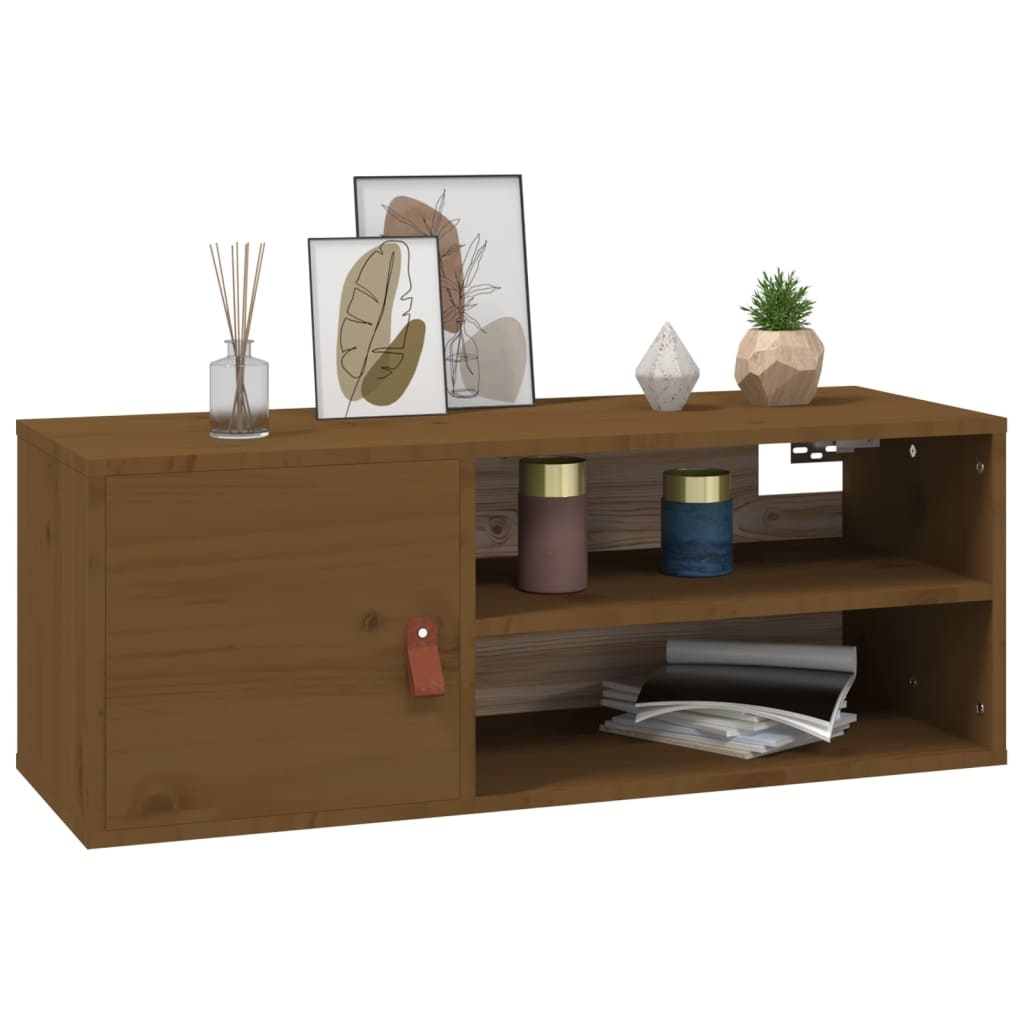 VidaXL Wandkasten 2 st 80x30x30 cm massief grenenhout honingbruin