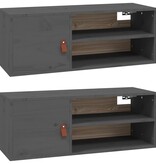 VidaXL Wandkasten 2 st 80x30x30 cm massief grenenhout grijs