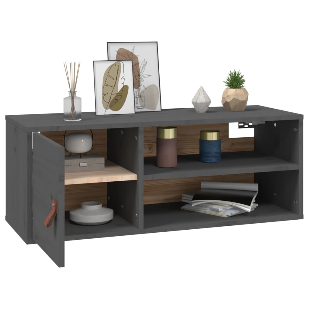 VidaXL Wandkasten 2 st 80x30x30 cm massief grenenhout grijs