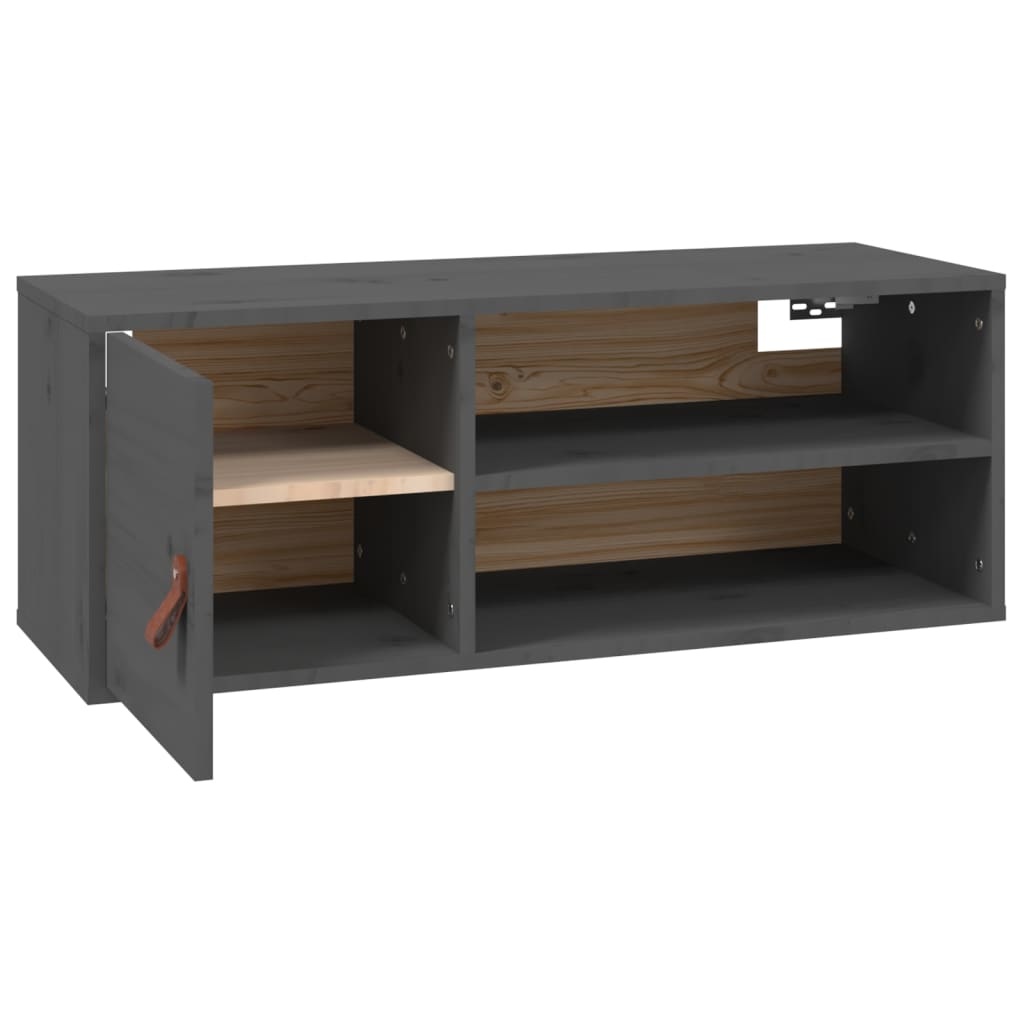 VidaXL Wandkast 80x30x30 cm massief grenenhout grijs