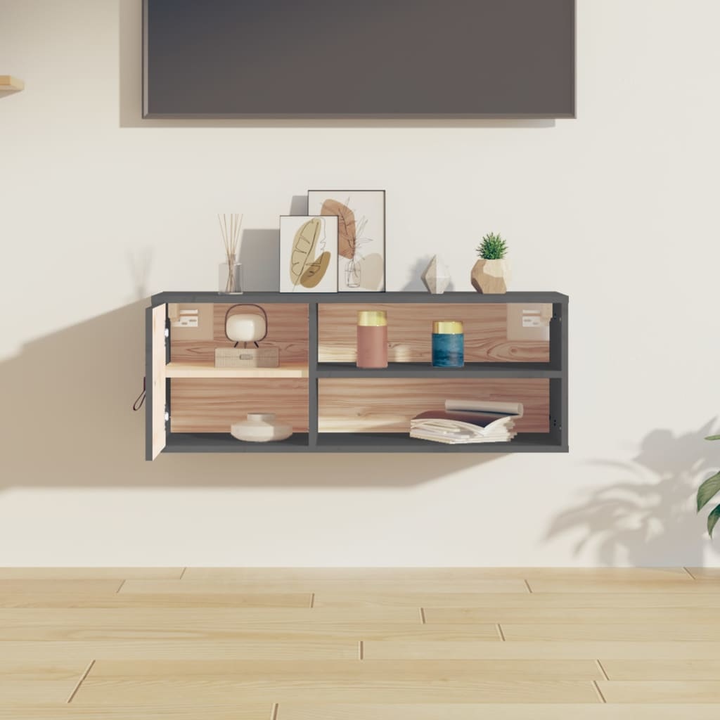 VidaXL Wandkast 80x30x30 cm massief grenenhout grijs