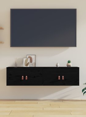 VidaXL Wandkasten 2 st 60x30x30 cm massief grenenhout zwart
