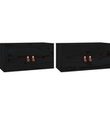 VidaXL Wandkasten 2 st 60x30x30 cm massief grenenhout zwart