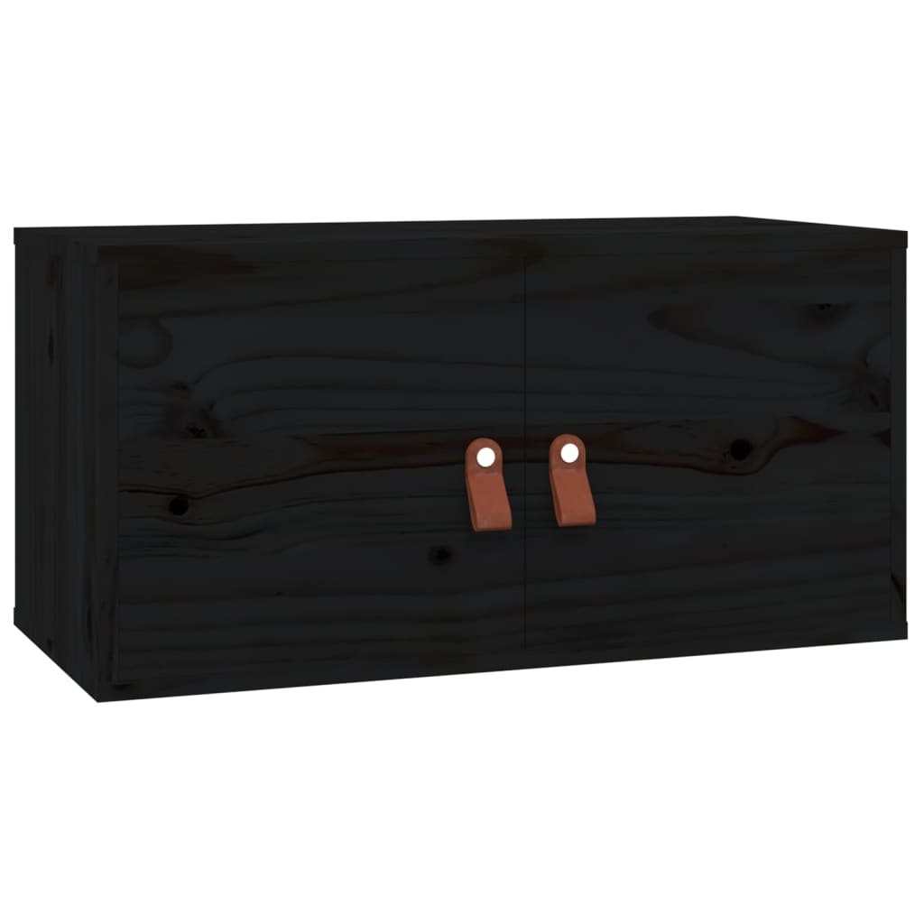 VidaXL Wandkasten 2 st 60x30x30 cm massief grenenhout zwart