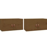 VidaXL Wandkasten 2 st 60x30x30 cm massief grenenhout honingbruin
