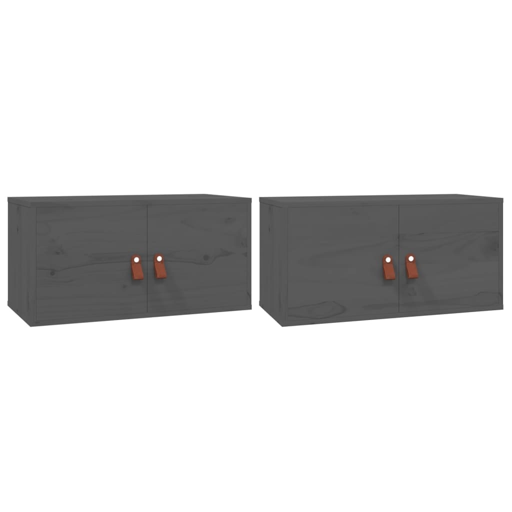 VidaXL Wandkasten 2 st 60x30x30 cm massief grenenhout grijs