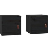 VidaXL Wandkasten 2 st 31,5x30x30 cm massief grenenhout zwart
